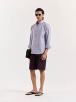 Load image into Gallery viewer, Lavender Grey Chambray Linen Shirt