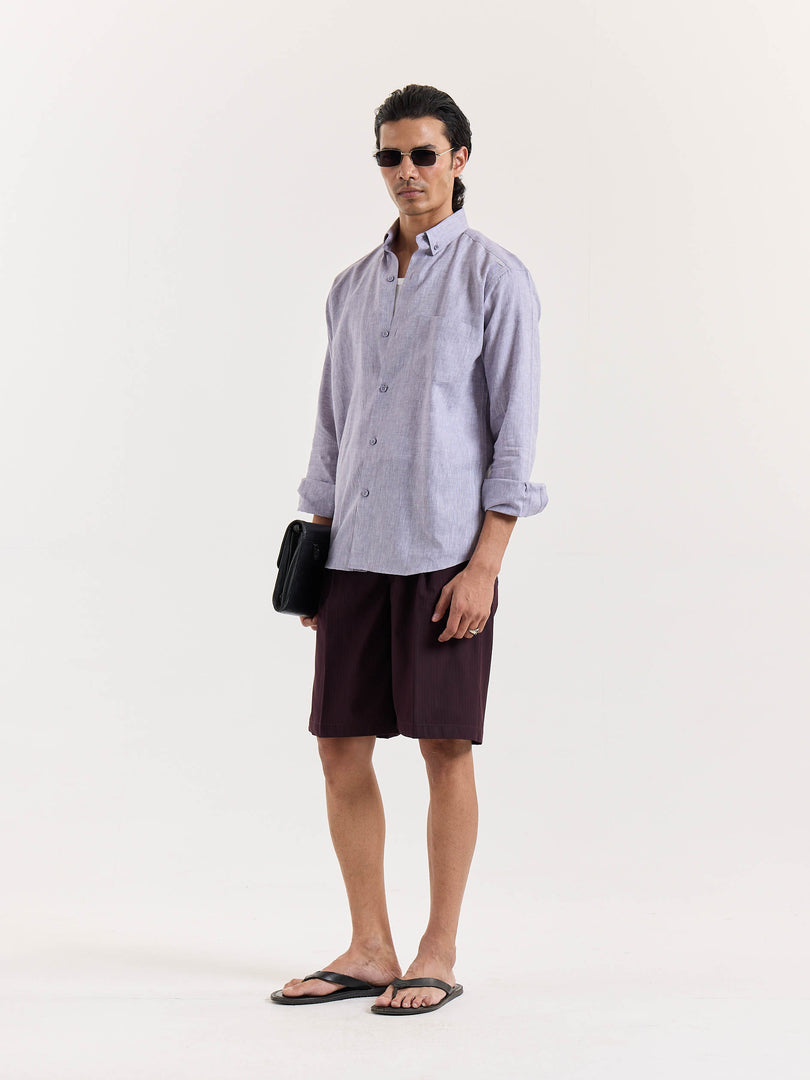 Lavender Grey Chambray Linen Shirt