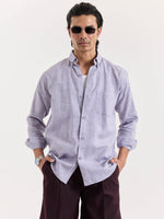 Load image into Gallery viewer, Lavender Grey Chambray Linen Shirt