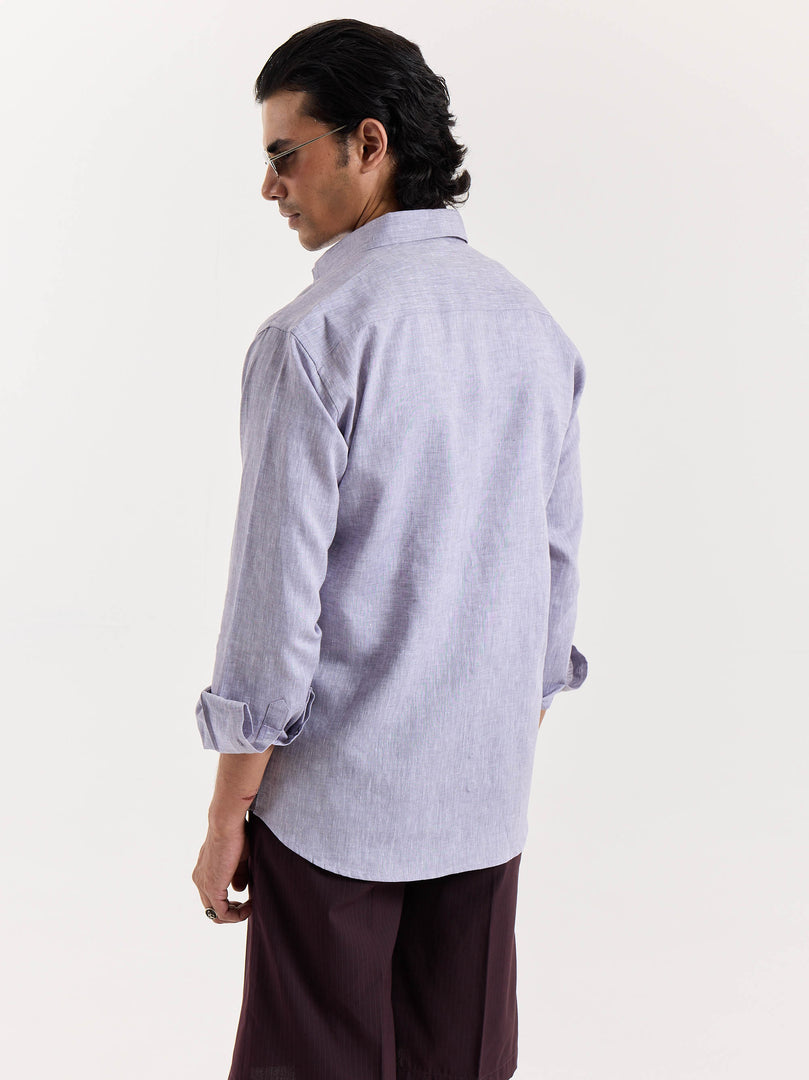 Lavender Grey Chambray Linen Shirt