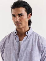 Load image into Gallery viewer, Lavender Grey Chambray Linen Shirt