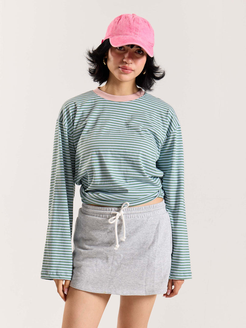Muted Sage Loose Fit Cropped T-Shirt