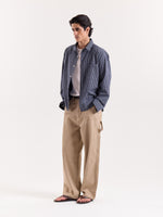 Load image into Gallery viewer, Navy Blue Box Checkered Cropped Shirt
