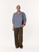 Load image into Gallery viewer, Navy Blue Checkered Seersucker Oversized Cropped Shirt