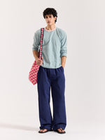 Load image into Gallery viewer, Navy Blue Textured Pull-on Pants (Pre-Order)