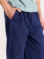 Load image into Gallery viewer, Navy Blue Textured Pull-on Pants (Pre-Order)