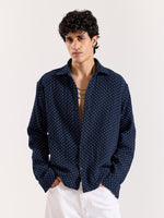 Load image into Gallery viewer, Navy Polka Dot Gauze Holiday Shirt
