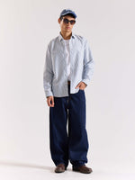 Load image into Gallery viewer, Relaxed Fit Navy Blue Striped Shirt