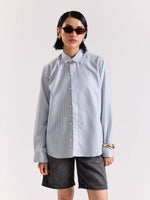 Load image into Gallery viewer, Relaxed Fit Navy Blue Striped Shirt
