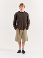 Load image into Gallery viewer, Navy &amp; Dark Beige Knit Striped Loose Fit Cropped T-Shirt