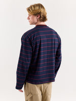 Load image into Gallery viewer, Navy &amp; Plum Striped Loose Fit Cropped T-Shirt