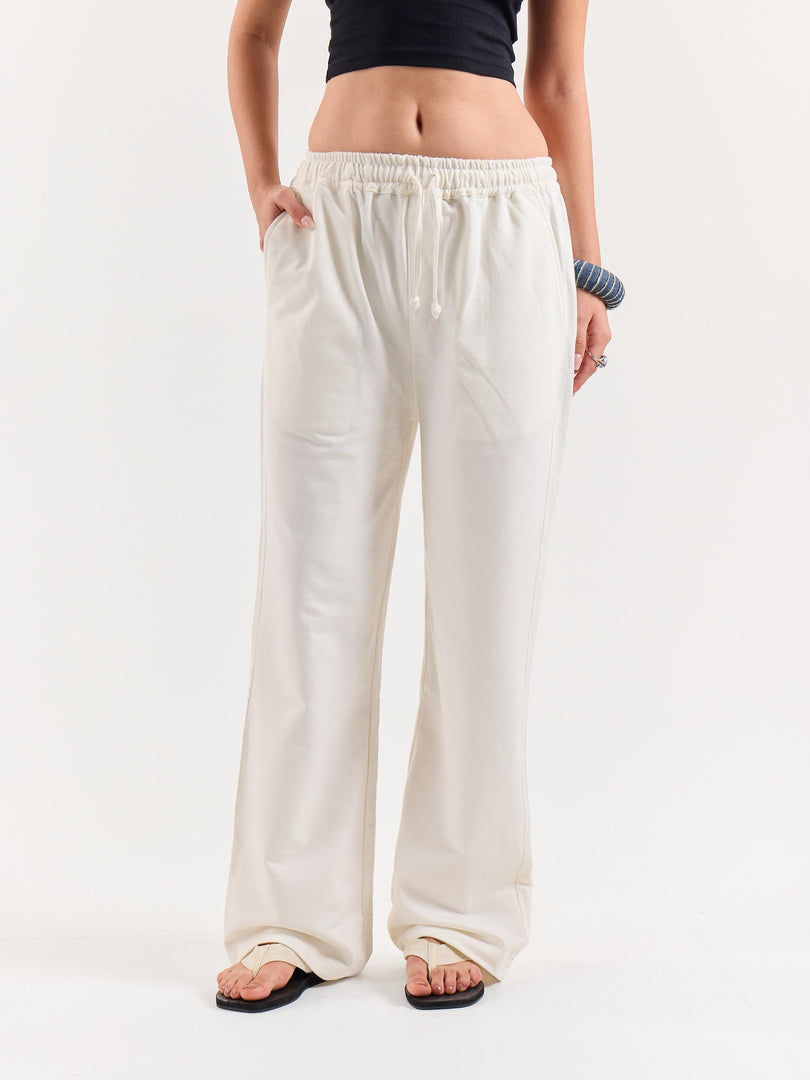 Off White Loose Fit Sweatpants