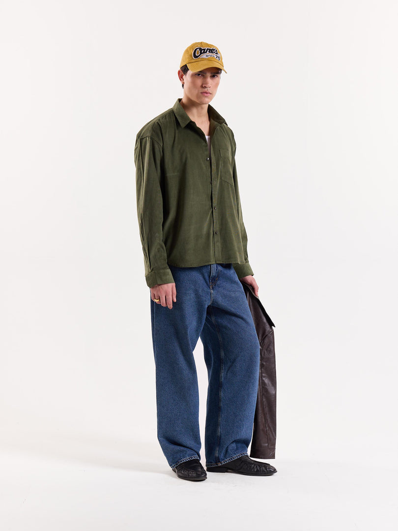 Olive Corduroy Oversized Shirt