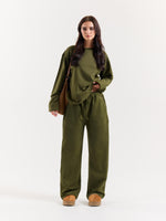 Load image into Gallery viewer, Olive Green Loose Fit Sweatpants