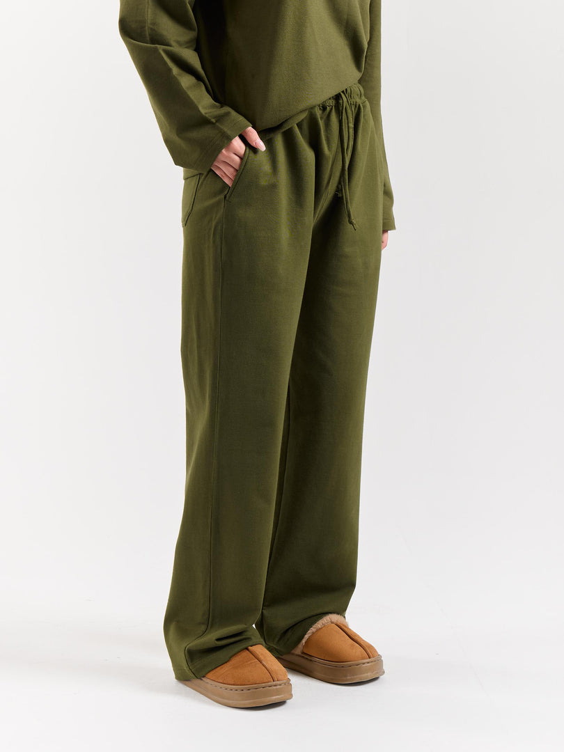 Olive Green Loose Fit Sweatpants