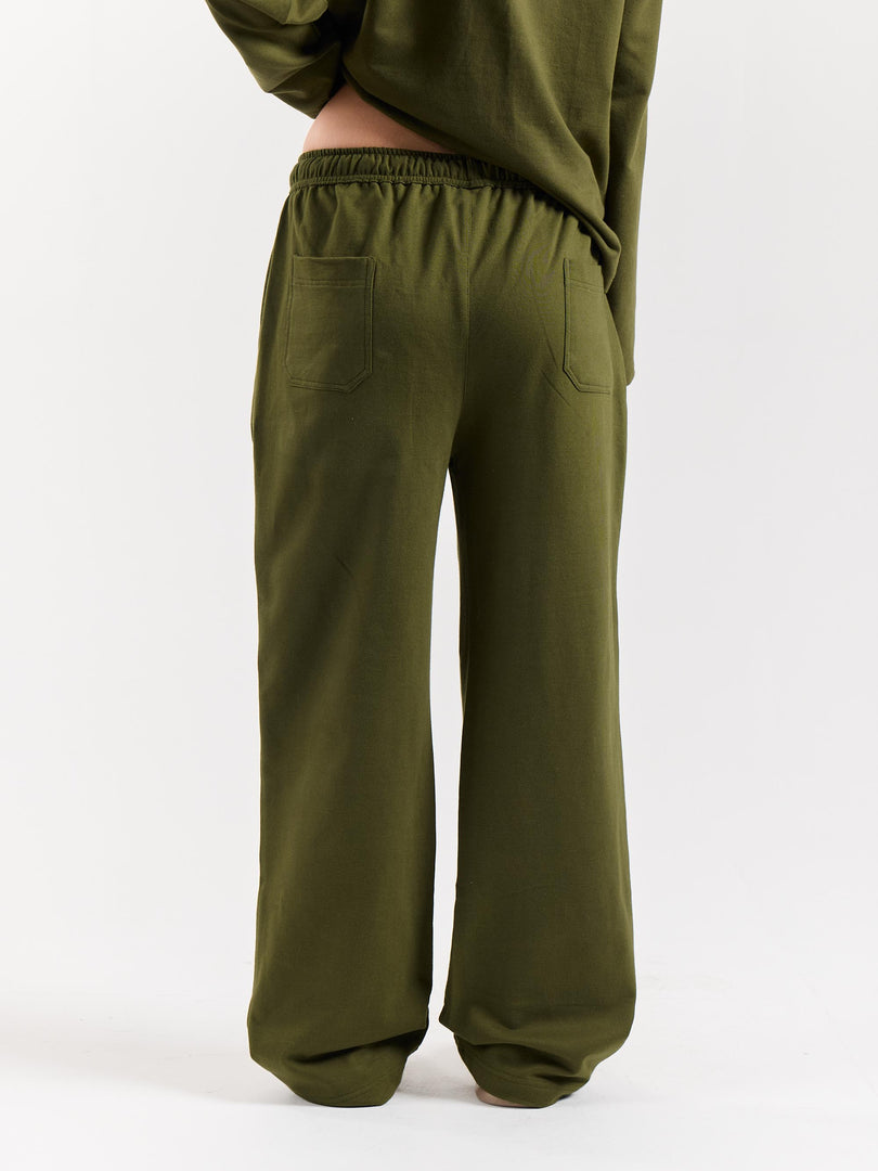 Olive Green Loose Fit Sweatpants