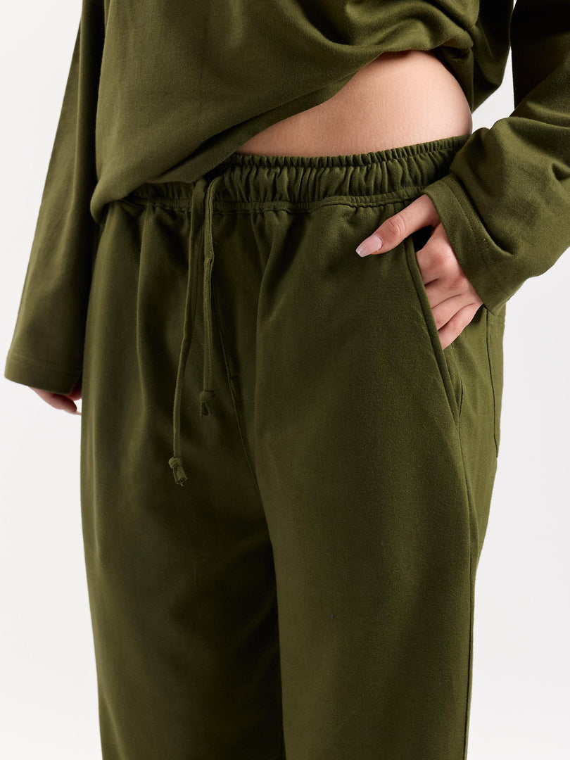 Olive Green Loose Fit Sweatpants