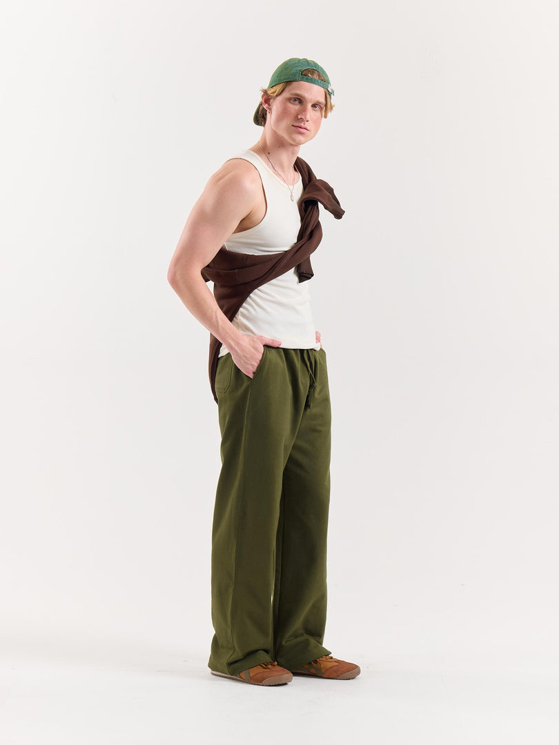Olive Green Loose Fit Sweatpants