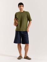 Load image into Gallery viewer, Olive Green Loose Fit Cropped T-Shirt