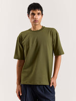 Load image into Gallery viewer, Olive Green Loose Fit Cropped T-Shirt