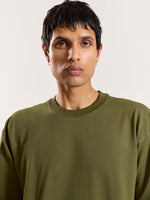 Load image into Gallery viewer, Olive Green Loose Fit Cropped T-Shirt