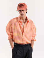 Load image into Gallery viewer, Orange &amp; Pink Gingham Cropped Shirt