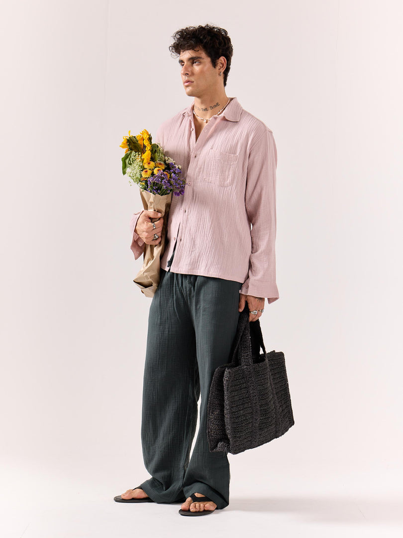 Pale Pink Gauze Holiday Shirt