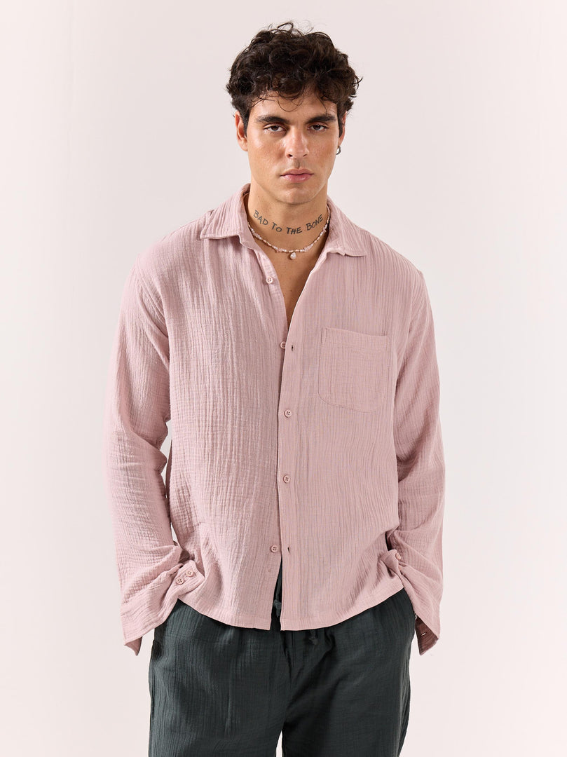 Pale Pink Gauze Holiday Shirt