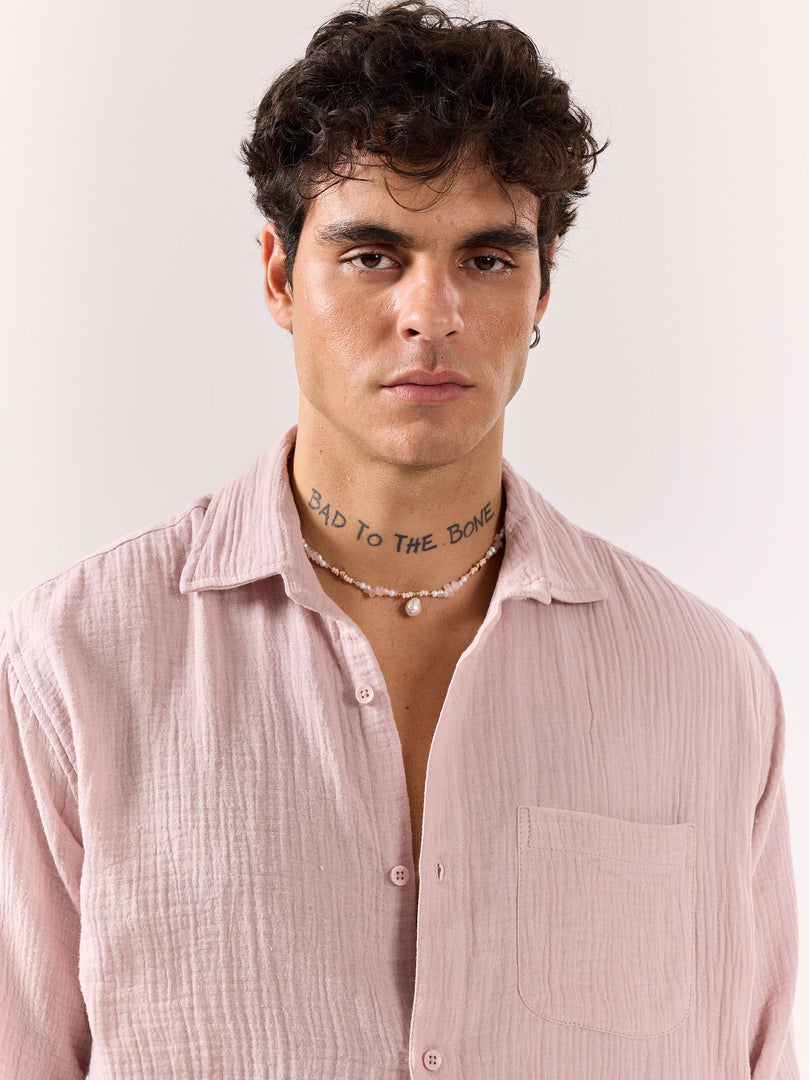 Pale Pink Gauze Holiday Shirt