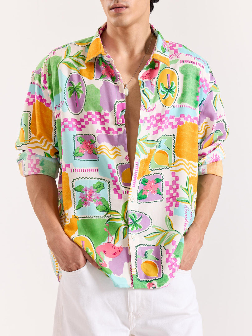 Paradise Postcard Printed Shirt