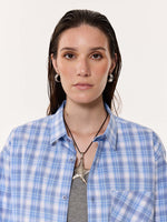 Load image into Gallery viewer, Pastel Blue Checkered Oversized Cropped Shirt