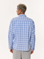 Load image into Gallery viewer, Pastel Blue Checkered Oversized Cropped Shirt