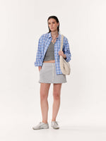 Load image into Gallery viewer, Pastel Blue Checkered Oversized Cropped Shirt