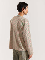 Load image into Gallery viewer, Peach &amp; Sage Striped Loose Fit Cropped T-Shirt