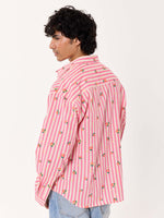 Load image into Gallery viewer, Peaches Printed Striped Cropped Shirt