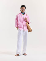 Load image into Gallery viewer, Pink Chambray Linen Shirt