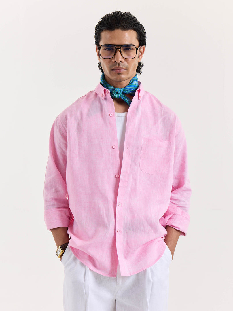 Pink Chambray Linen Shirt