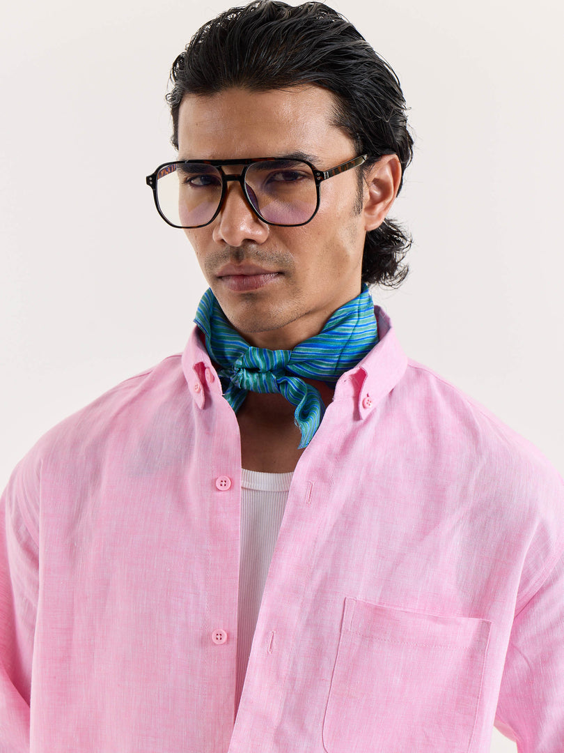 Pink Chambray Linen Shirt