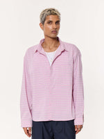 Load image into Gallery viewer, Pink Grid Checkered Oversized Cropped Shirt