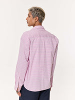 Load image into Gallery viewer, Pink Grid Checkered Oversized Cropped Shirt