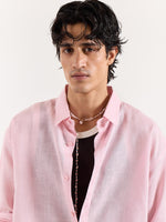 Load image into Gallery viewer, Pink Linen Cropped Shirt