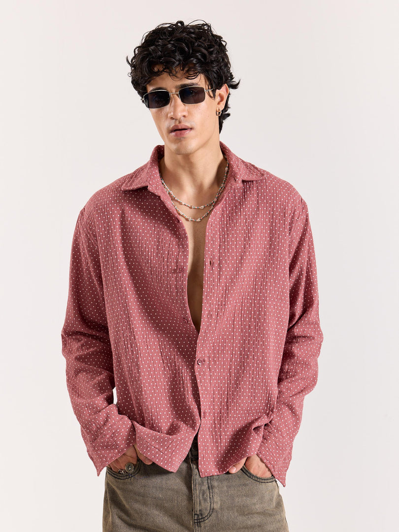 Dusty Pink Polka Dot Gauze Holiday Shirt