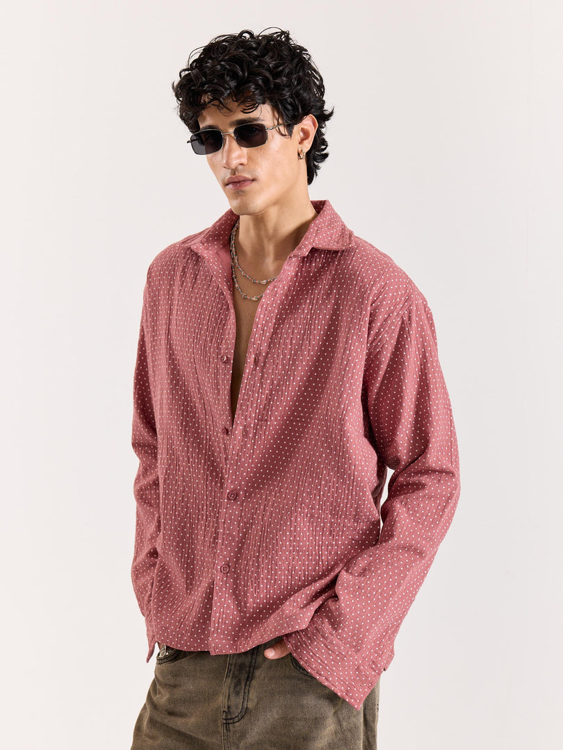 Dusty Pink Polka Dot Gauze Holiday Shirt