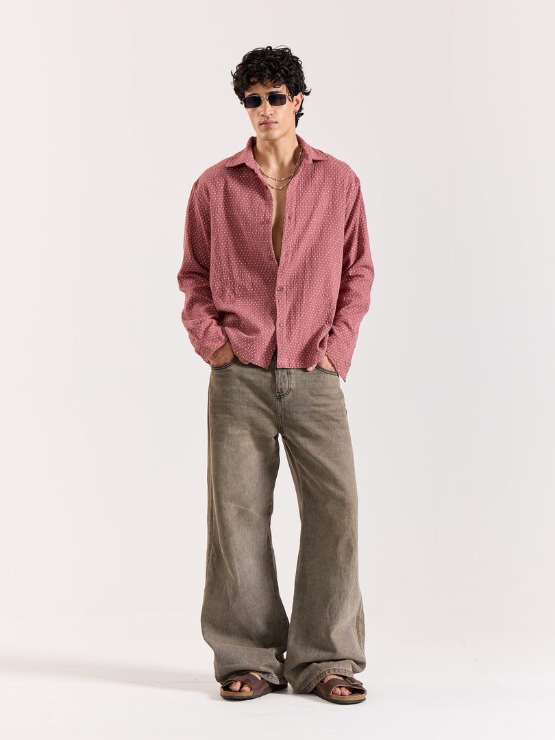 Dusty Pink Polka Dot Gauze Holiday Shirt