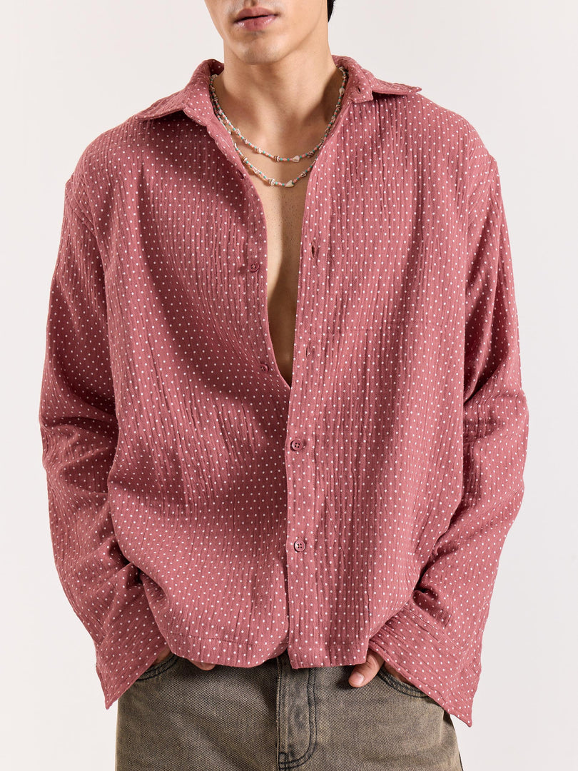 Dusty Pink Polka Dot Gauze Holiday Shirt
