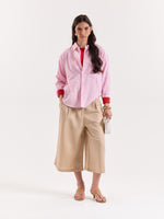Load image into Gallery viewer, Pink/Red/White Striped Cropped Shirt