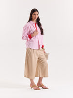 Load image into Gallery viewer, Pink/Red/White Striped Cropped Shirt