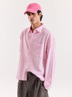 Load image into Gallery viewer, Pink/Red/White Striped Cropped Shirt