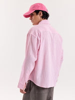 Load image into Gallery viewer, Pink/Red/White Striped Cropped Shirt