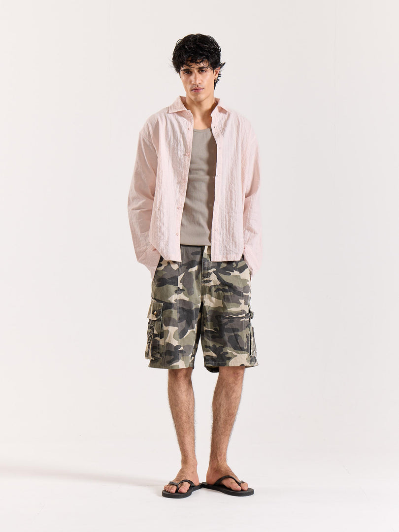 Salmon Pink Textured Holiday Shirt